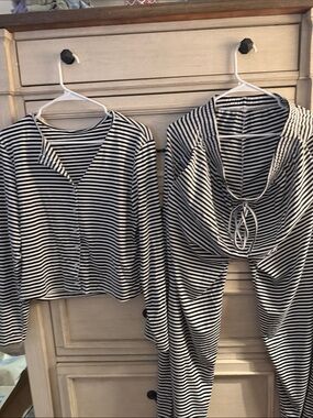 Black and White Striped Two-Piece lounge Set